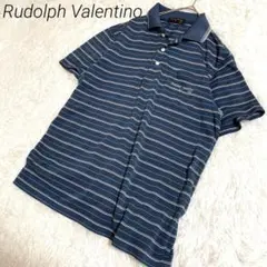 Rudolph Valentino ポロシャツ M ネイビー ストライプ