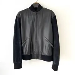 【美品】ロエベ　レザージャケット　スウェード切り替え　ナッパレザー　ブラック