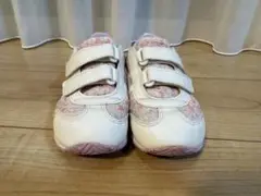 アシックス スクスク　17.5センチ　キッズシューズ 花柄 ホワイト/ピンク
