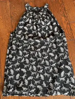 【美品】BANANA REPUBLIC 猫プリント ノースリーブチュニック XS
