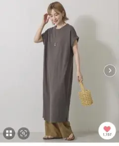 ワッフルサイドスリット半袖ワンピース　AMERICAN HOLIC