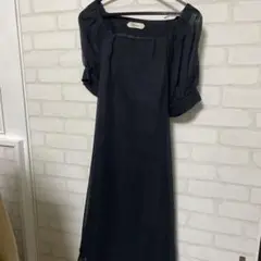 Ephemeral 黒 半袖 ひざ丈ワンピース