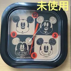 【未使用】ディズニー掛け時計　黒　正方形型　秒針付き