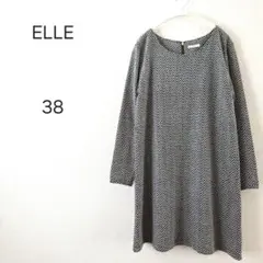 1372＊エル ELLE ヘリンボーン柄 長袖チュニック 38