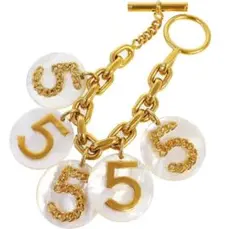 N1896 美品!! シャネル NO.5 シェル チャーム チェーンブレスレット