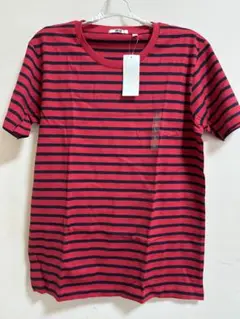 赤とネイビーのストライプ半袖Tシャツ Lサイズ