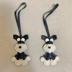 【２個セット】シュナウザー バッグチャーム 黒 アクセサリー 犬 ブラック