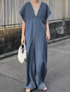 シャーリング サロペット