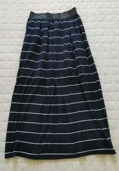 紺と白のボーダー ロングスカート Mサイズ