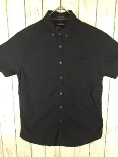 DENIM＆FLOWER　半袖シャツUSA古着＊ネービー Mサイズ M-6-21