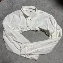 フリル付きホワイトショートシャツ