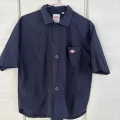 DANTON ネイビー 半袖ワークシャツ 38