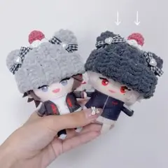 【黒キラくま】にじぱぺっと　ぬい帽子　ぬい服　クマ耳　ニット帽 10cmぬい