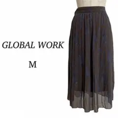 GLOBAL WORK グローバルワーク◎花柄 シフォン プリーツスカート M