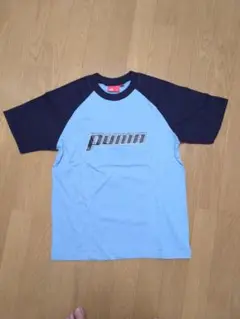 新品！PUMA キッズラグランTシャツ 160 水色/ネイビー