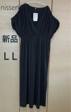 値下げ！新品タグ付 ニッセン カシュクールマキシ丈ワンピース 大きいサイズLL