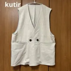 kutirクティール リネンライク ベスト ジレ ベージュ M