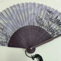扇子　シルク　藤紫