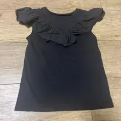 GLOBAL WORK フリル付きブラックTシャツ