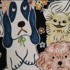 ❀.* ユーモラスなワンコたち ファブリックパネル 30×21㎝ 1枚 ❀.*