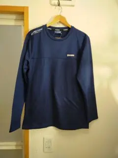 新品 K-SWISS ネイビー メッシュ内側起毛長袖シャツ L