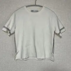 ZARA ザラ ホワイト 半袖ニット Sサイズ ストライプ