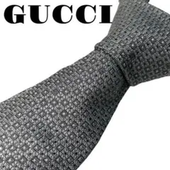 【良品】GUCCI グッチ ビジネスネクタイ グレー G柄