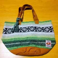 メキシコ バッグ VIVA MEXICO フリンジ ハンドバッグ グリーン 緑
