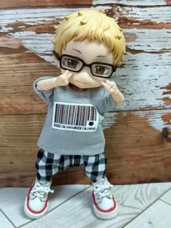 バーコードTシャツとサルエルパンツセット（ライトグレー）☆ねんどろいどどーる服