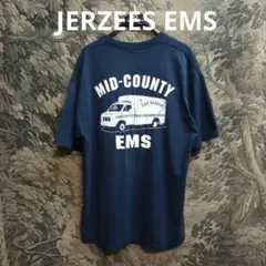 JERZEES ポケット付き EMS 救急車 両面プリント ネイビー　Tシャツ