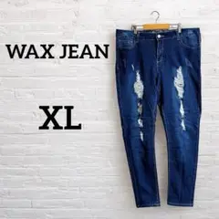 美品‼︎WAX JEAN【XL】ブルーダメージデニムパンツ