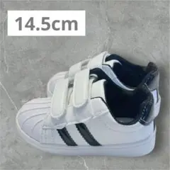未使用✨キッズスニーカー 14.5cm ホワイト ブラック ストライプ シンプル