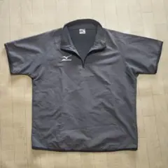 MIZUNO　ミズノ　ハーフジップ　半袖　カットソー　前後刺繍ロゴ
