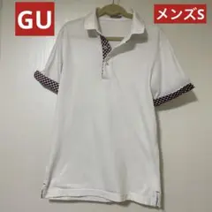 値下げしました！GU ポロシャツ ホワイト メンズS チェック
