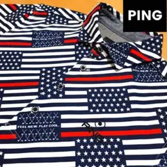 ピン PING ゴルフウェア 半袖ポロシャツ Lサイズ 総柄 派手 極美品
