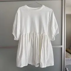 recaパフスリーブペプラムプルオーバー