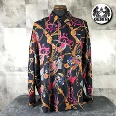 ★ good design ★ ゴージャス スカーフ柄 総柄 ポリシャツ テロ感