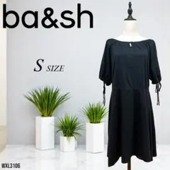 【✨美品✨】ba&sh バッシュ ブラック セミ丈ワンピース ひざ丈 黒 七分丈