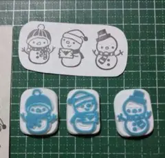 消しゴムはんこ　　雪だるま3点セット