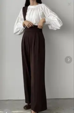 ルエレLouere 【取り外し可】ワイドサスペンダーハイウエストパンツ　S