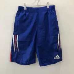 J487 adidas ストライプ ハーフパンツ 青 メンズ M