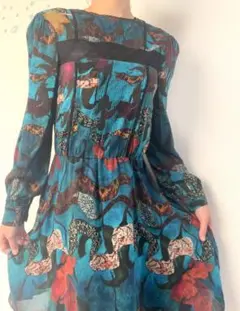 超美品！アリスオリビア シルク　レース　ワンピース　フレアAライン　S相当