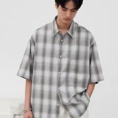 【匿名配送】OMBRE CHECK FLUFFY H/S SHIRT