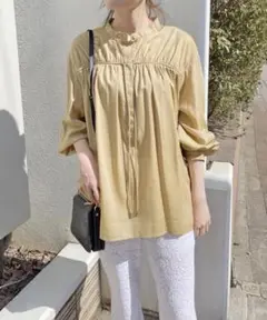Spick&Span ギャザースキッパーキュプラブラウス