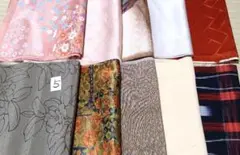 ＜は5＞着物ハギレ10枚まとめ売り　半幅×70cm～