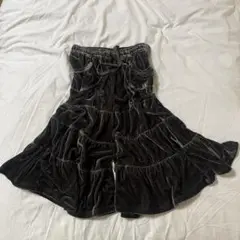 フェアリーグランジ フレア ガウチョ パンツ ベロア レース バレエコア