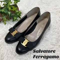 Salvatore Ferragamo パンプス リザード型押し ヴァラ リボン