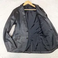 美品✨ジョセフオム　ラムレザー　羊革　テーラードジャケット　編み込み　黒　46
