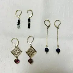 ハンドメイド　フレンチフックピアス　3点まとめ売り