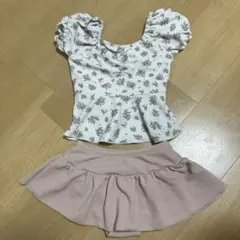 花柄フリルトップス＆スカートセット 140